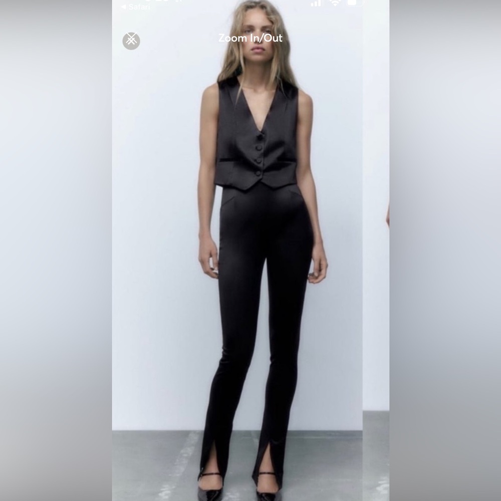 Zara Silky High Rise Split Hem Pants